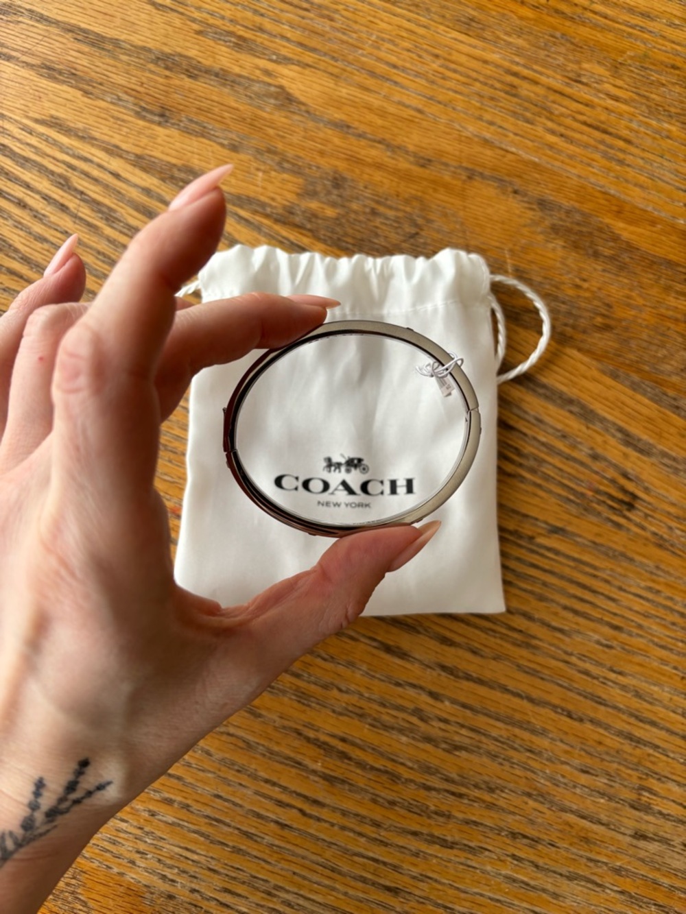 Coach Silver Logo Slim Bangle Bracelet - Picture 2 of 5